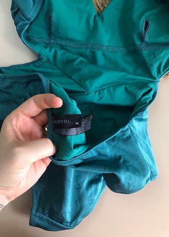 36 Beden Turkuaz Strappy Kadın Mayo