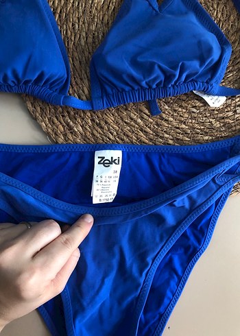 m Beden Mavi İpli Kadın Bikini Takımı Zeki