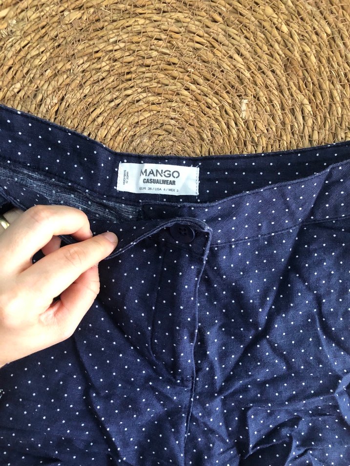 Kadın Lacivert Puantiyeli Mini Kot Şort - Görsel 2