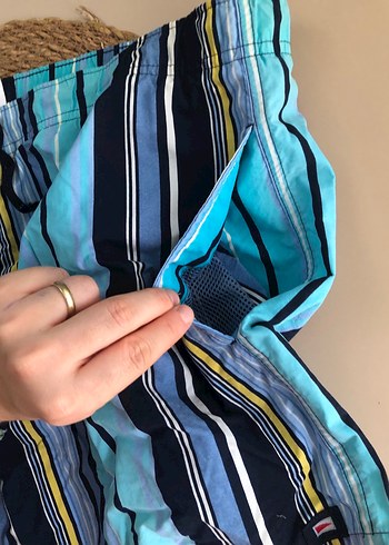 Mavi Çizgili Erkek Mini Şort - Görsel 5