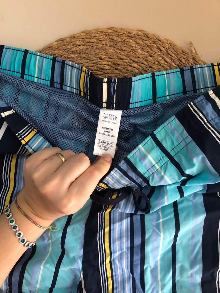 Mavi Çizgili Erkek Mini Şort - Görsel 2