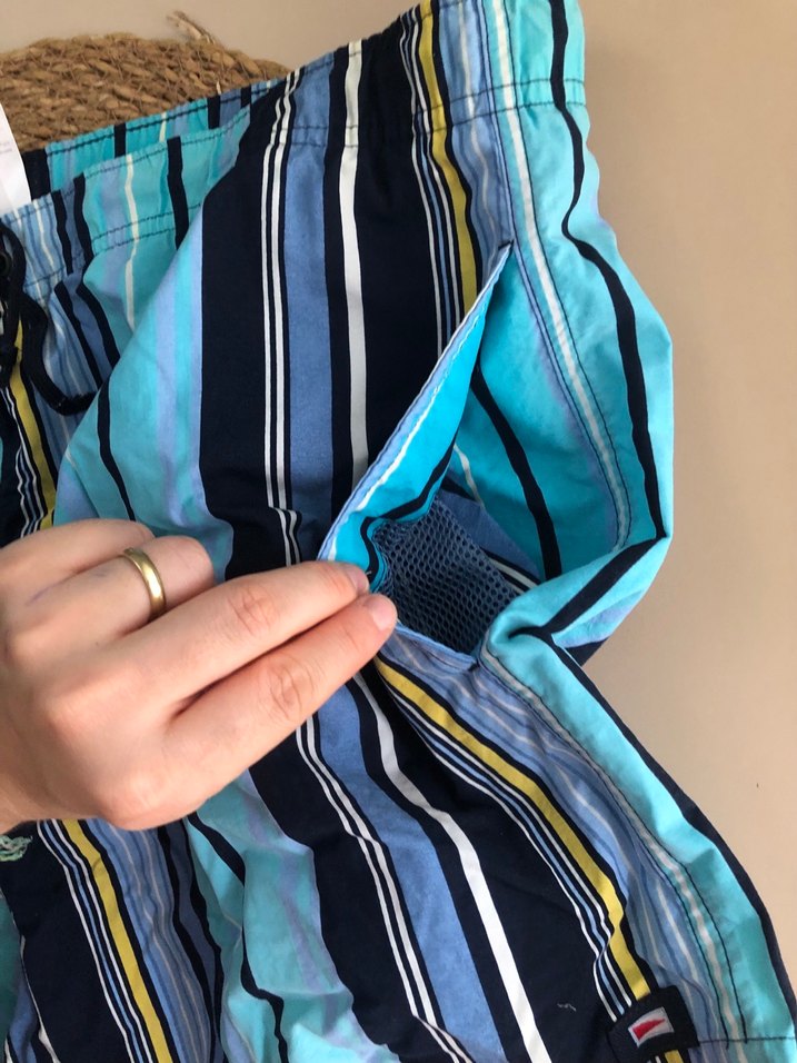 Mavi Çizgili Erkek Mini Şort - Görsel 5