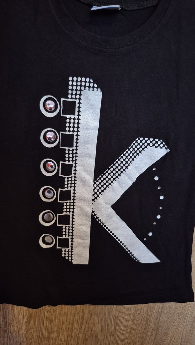 Kız Çocuk Siyah Kısa Kollu Baskılı Tişört - Görsel 2