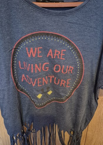 Püsküllü Bohem Kız Tişörtü Mavi - Görsel 2