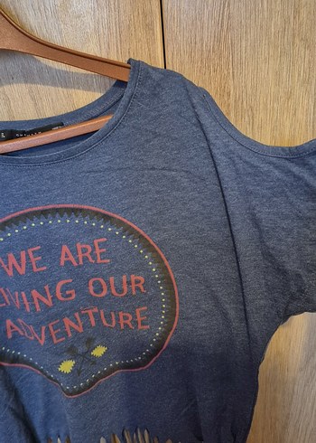 Püsküllü Bohem Kız Tişörtü Mavi - Görsel 3