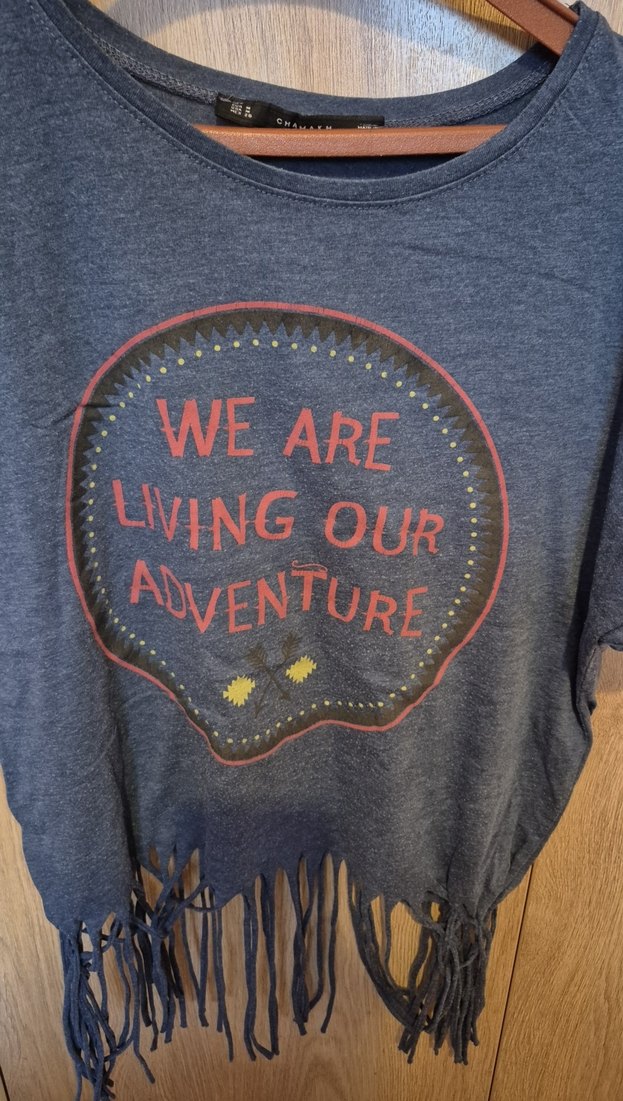 Püsküllü Bohem Kız Tişörtü Mavi - Görsel 2