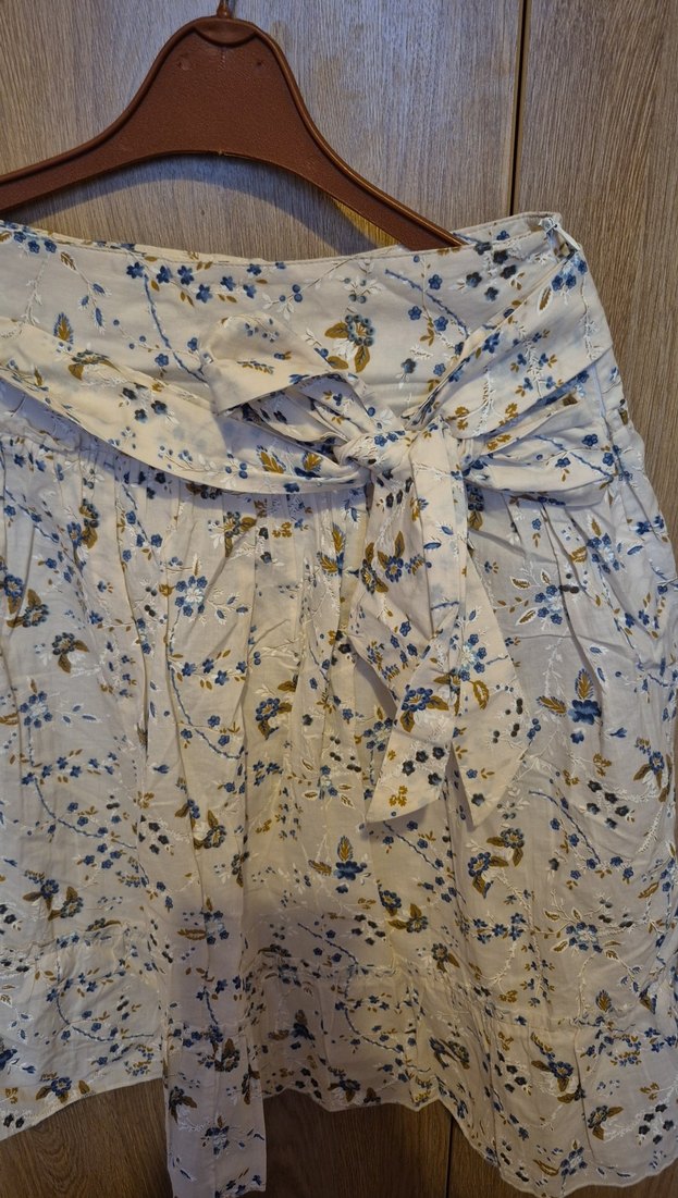 Bohem Beyaz Mini Hamile Keten Etek - Görsel 2