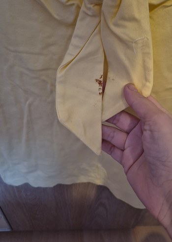 Sarı V Yaka Kısa Kollu Hamile Bluzu - Görsel 3