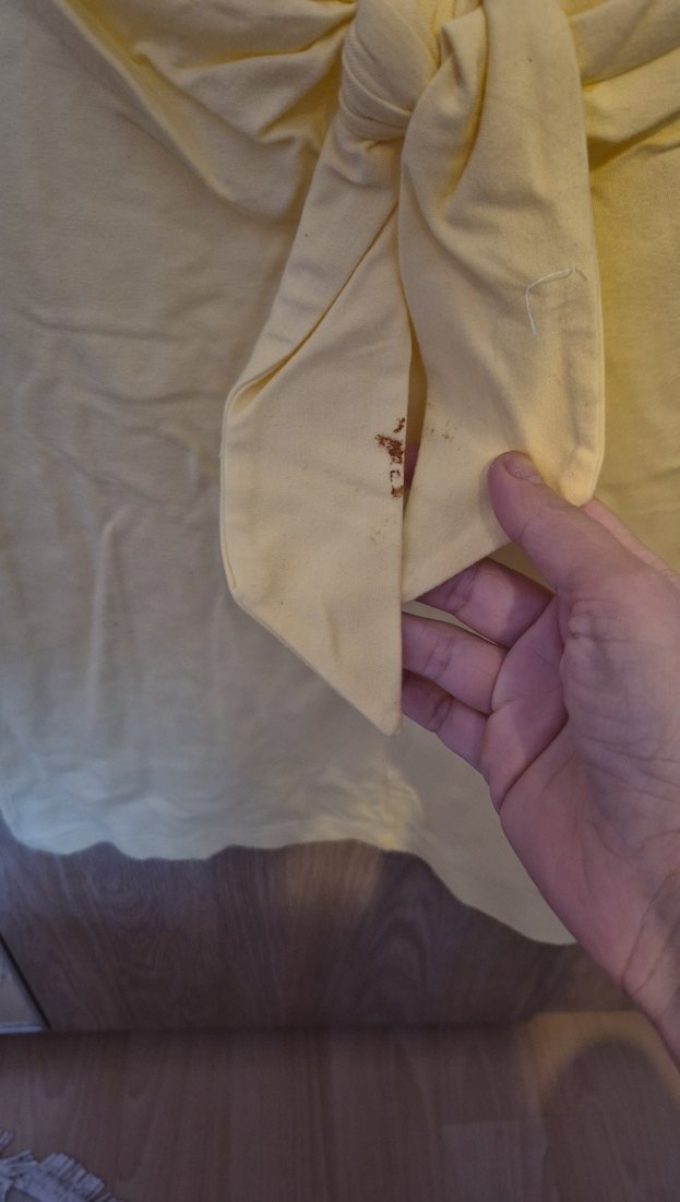 Sarı V Yaka Kısa Kollu Hamile Bluzu - Görsel 3