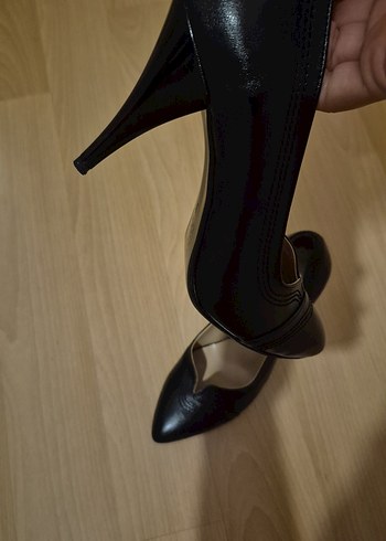 Siyah Parlak Yılan Desenli Stiletto - Görsel 4