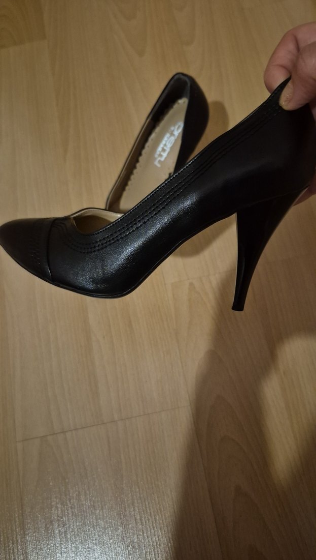 Siyah Parlak Yılan Desenli Stiletto - Görsel 2