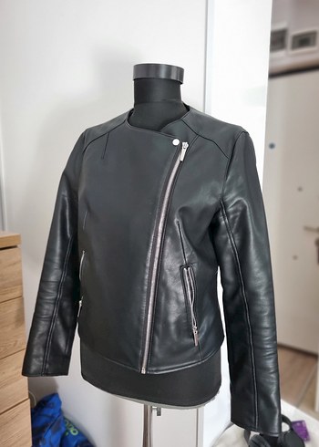 Mango Kadın Siyah Deri Biker Ceket