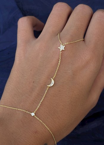 Altın Renkli Minimalist Kadın El Zinciri - Görsel 2