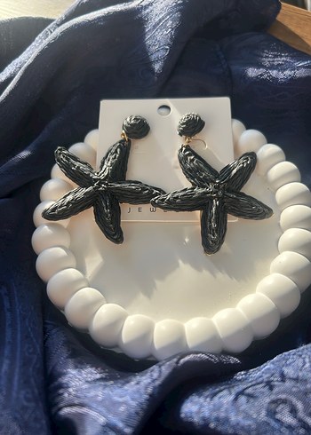 Siyah İşlemeli Bohem Boncuklu Küpe - Görsel 2