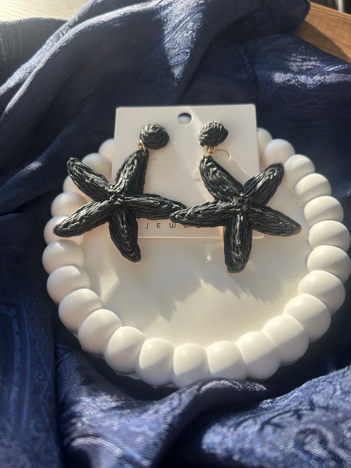 Siyah İşlemeli Bohem Boncuklu Küpe - Görsel 2