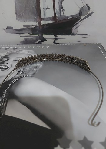 Parlak Taşlı Metal gri gelin taci - Görsel 2