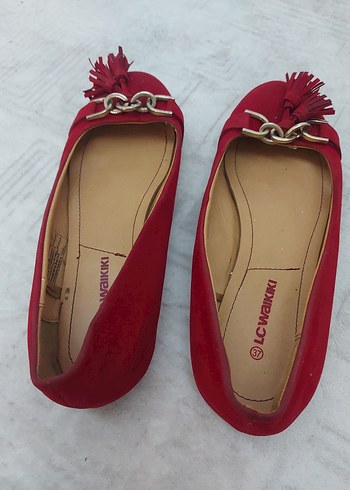 Kırmızı Süet Tokalı Kadın Babet - Görsel 2