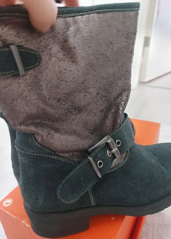 koyu yesil  Süet Tokalı Kadın Bot - Görsel 5