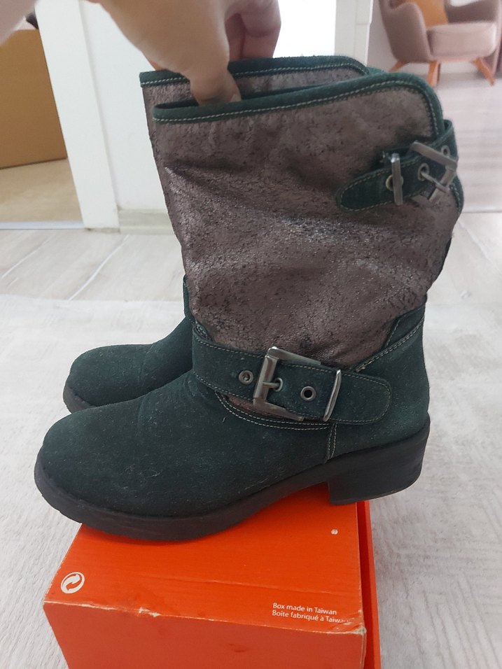 koyu yesil  Süet Tokalı Kadın Bot - Görsel 2