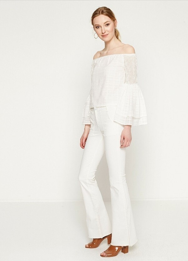 Beyaz flare jean  - Görsel 3