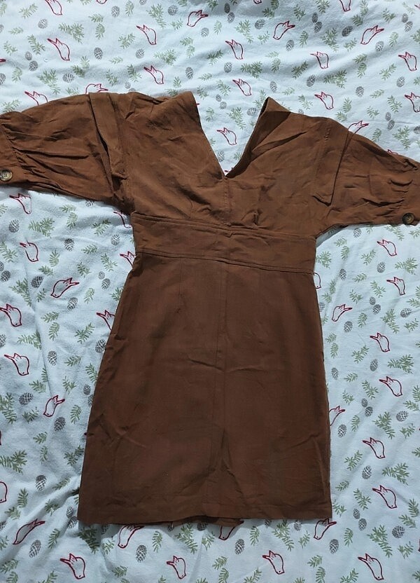 Kahverengi elbise - Görsel 5