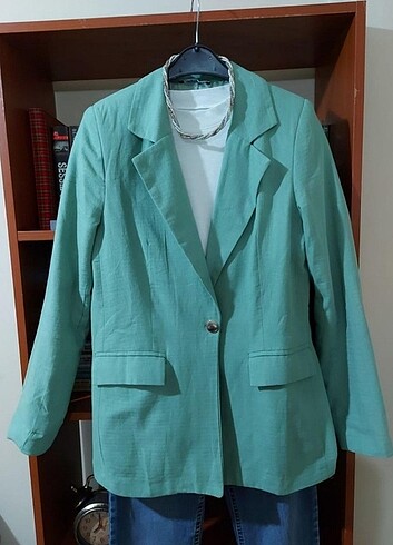 Mint yeşili blazer ceket - Görsel 4