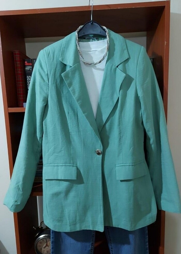 Mint yeşili blazer ceket - Görsel 4