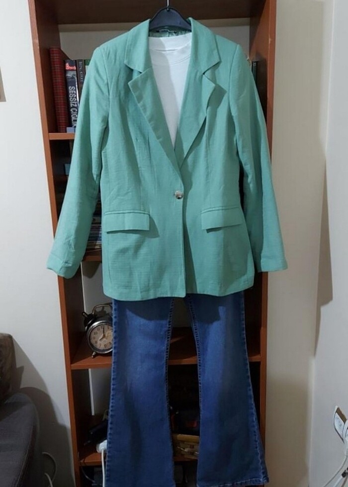 Mint yeşili blazer ceket - Görsel 5