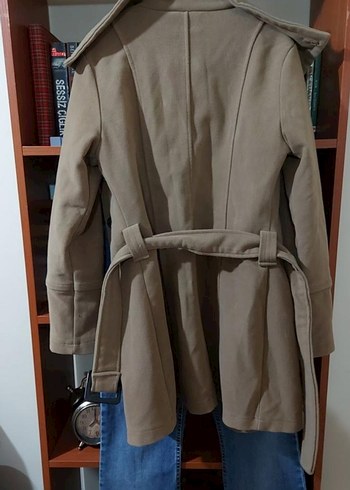 camel renk Kemerli Midi Kadın Kaban - Görsel 2