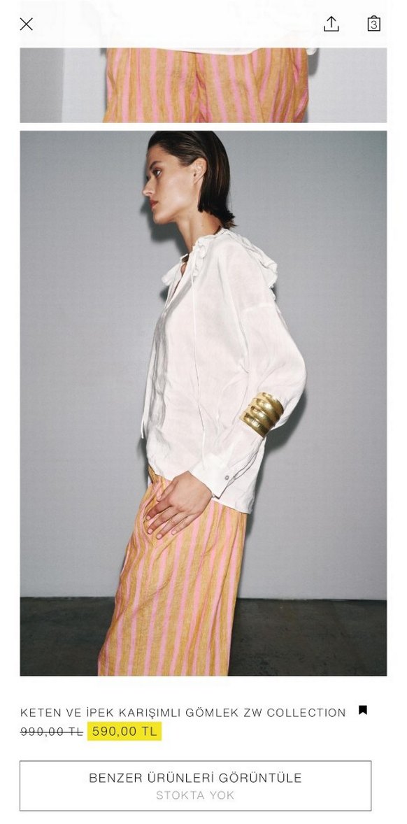 V Yaka Beyaz Keten ipek Bohem Gömlek - Görsel 3