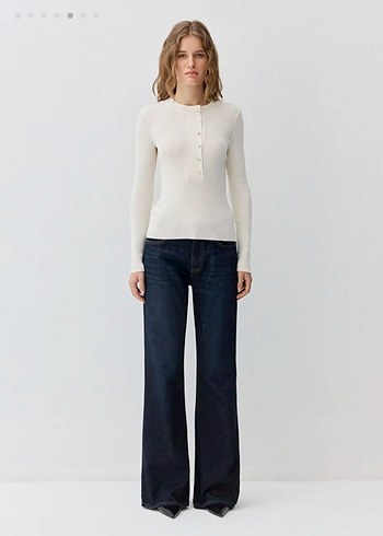 Düğmeli Ekru Kadın Triko - Görsel 5