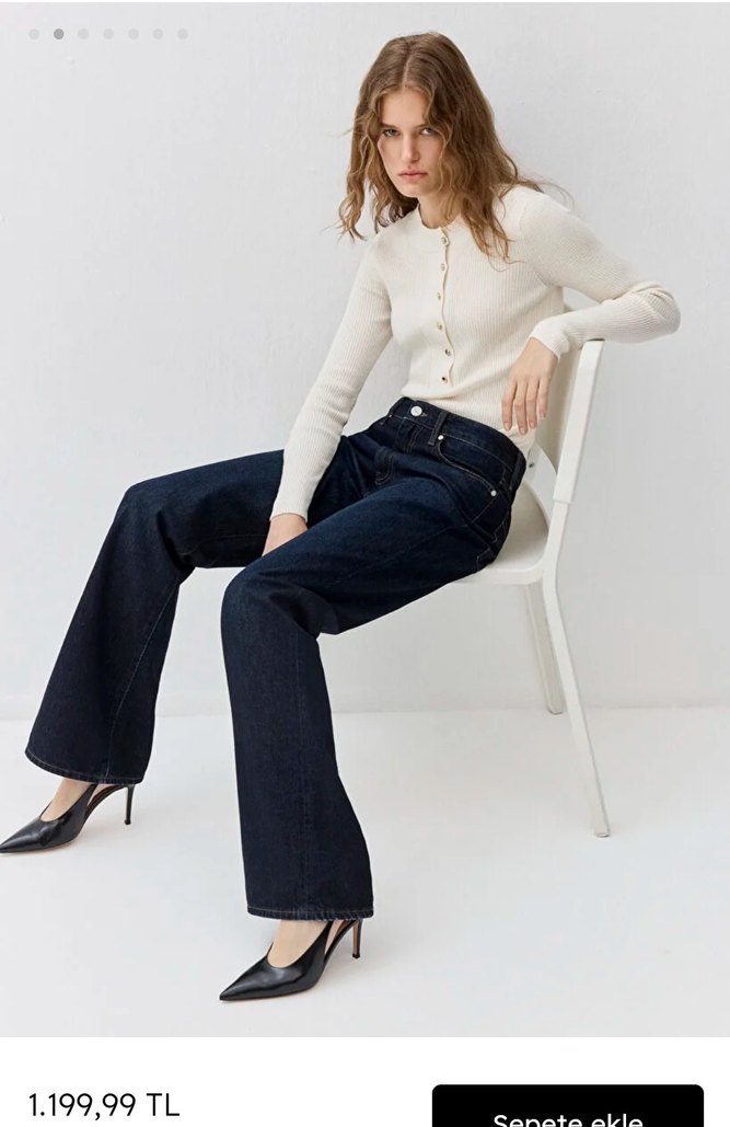 Düğmeli Ekru Kadın Triko - Görsel 2