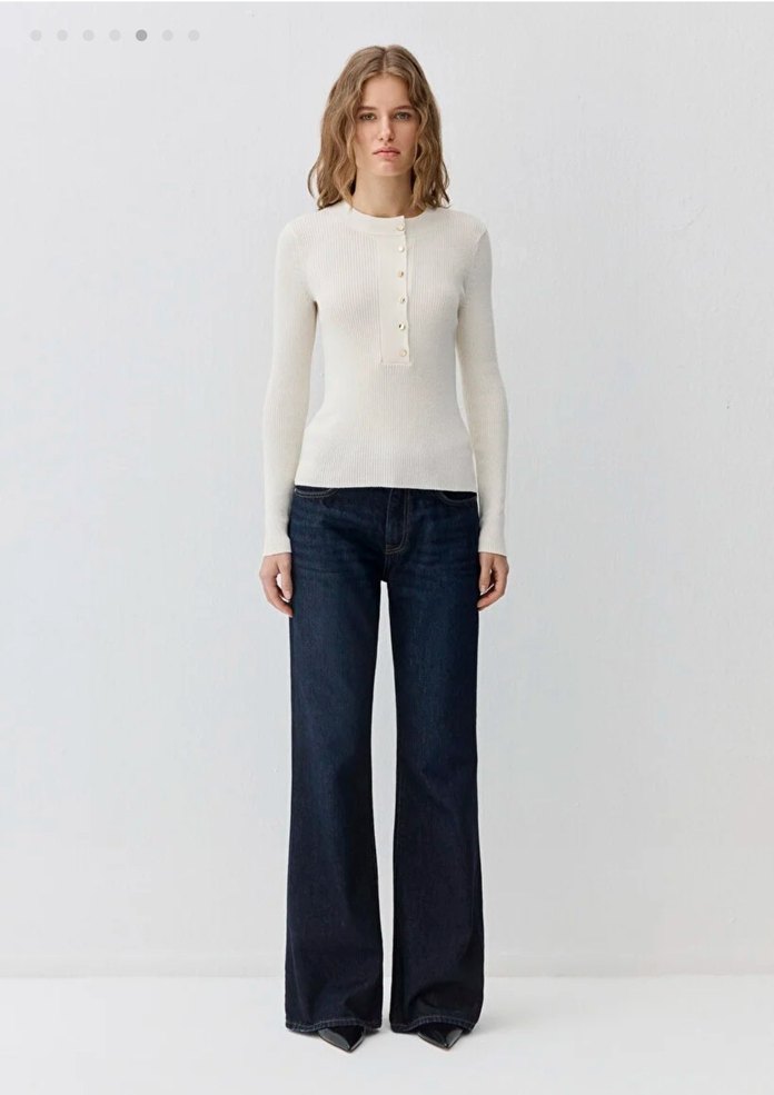 Düğmeli Ekru Kadın Triko - Görsel 5