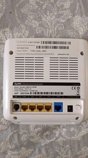 Zyxel TTNet Zyxel router