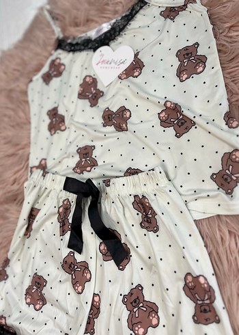 Penti Teddy Desenli Dantelli Kısa Kadın Pijama Takımı