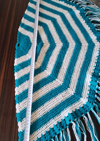 Çizgili el örgüsü Kız Panço&şal - Görsel 6