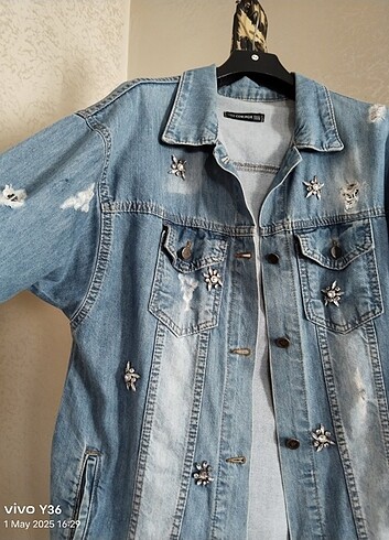 l Beden Oversize Vintage tasarım model kot elbise.