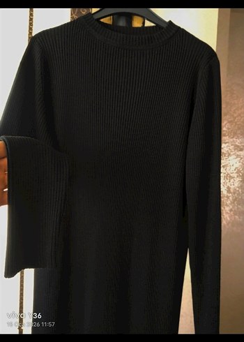 Siyah Uzun Kollu triko Elbise - Görsel 5