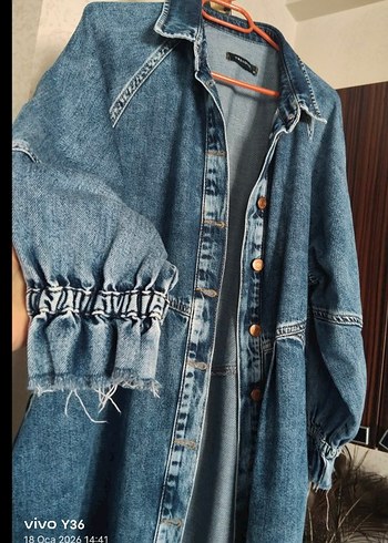 OVERSİZE DENİM ELBİSE - Görsel 6