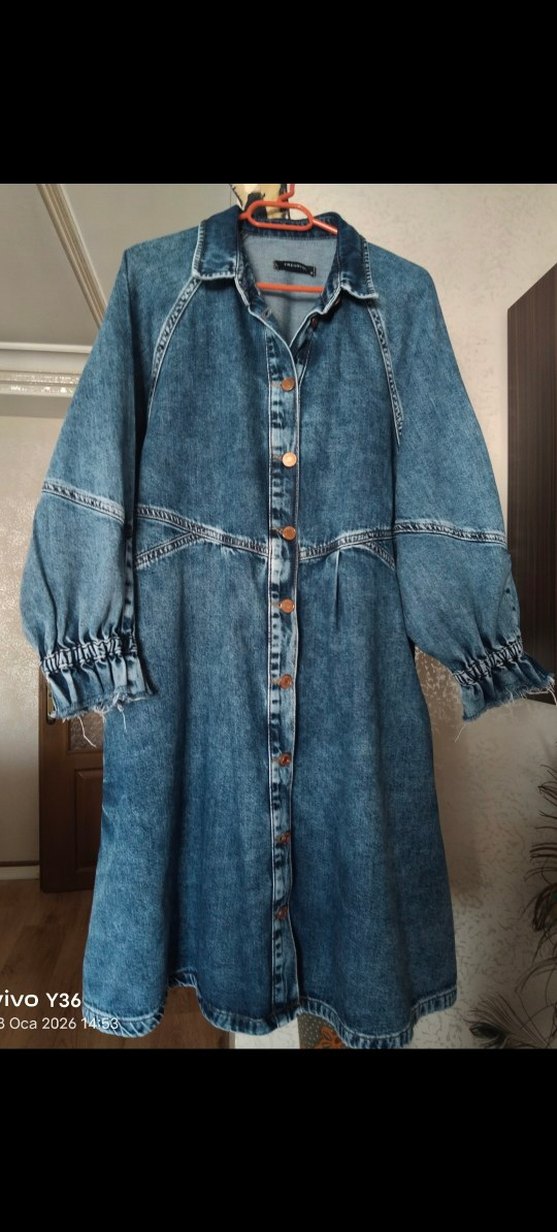 OVERSİZE DENİM ELBİSE - Görsel 2