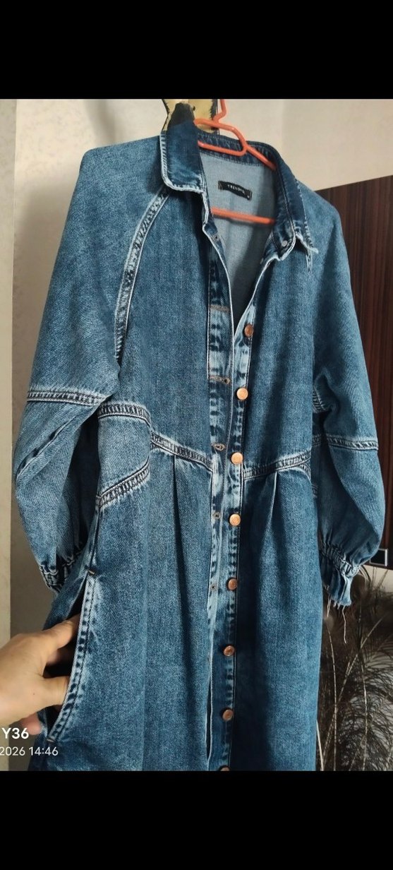 OVERSİZE DENİM ELBİSE - Görsel 3