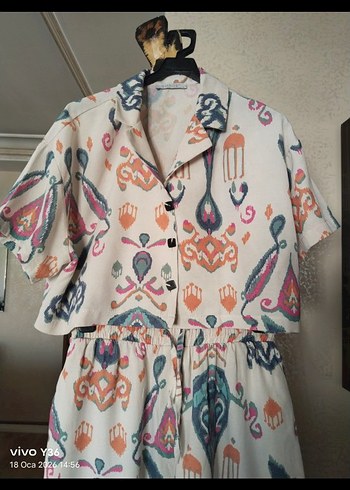 SHADE  Etnik desen Keten Crop gömlek pantolon Takım - Görsel 6