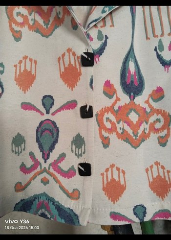 SHADE  Etnik desen Keten Crop gömlek pantolon Takım - Görsel 10