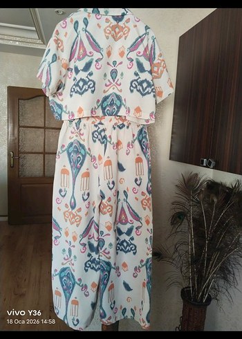 SHADE  Etnik desen Keten Crop gömlek pantolon Takım - Görsel 9