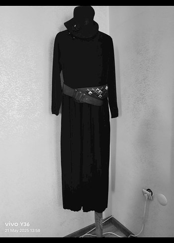 Siya pileli triko Uzun Elbise - Görsel 6