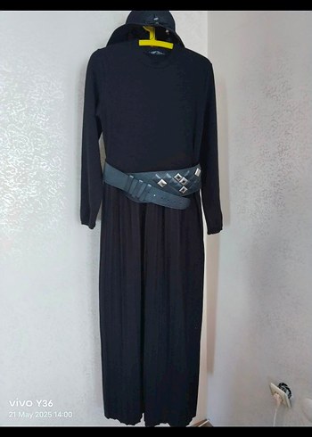 Siya pileli triko Uzun Elbise - Görsel 2