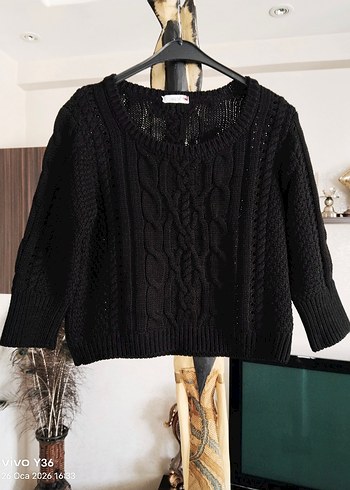 DİLVİN SAÇ ÖRGÜLÜ CROP KAZAK - Görsel 2