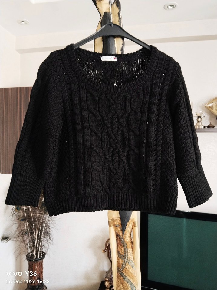 DİLVİN SAÇ ÖRGÜLÜ CROP KAZAK - Görsel 2