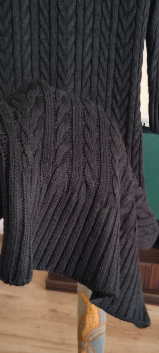 Siyah Yüksek Yakalı Triko Uzun Elbise - Görsel 5