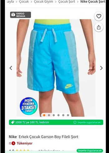 ORJİNAL Nike fileli Erkek Çocuk Yüzme Şortu